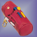 Red Leather Golf Pouch w/Wooden Tees